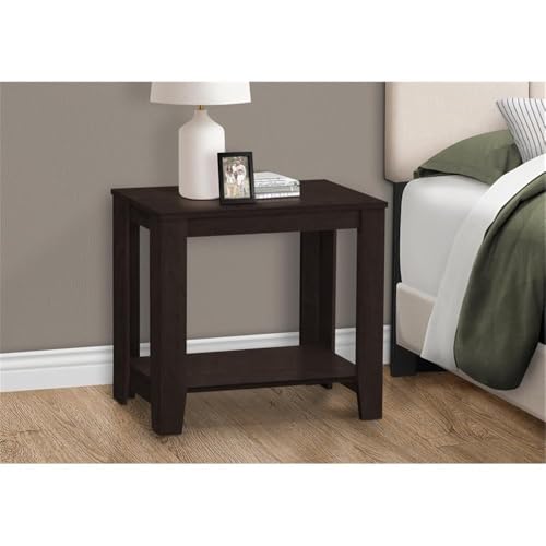 Pemberly Row Accent Table, 22 in H x 24 in W x 12 in D, Cappuccino Finish, Solid Wood with 2 Open Shelves, Tapered Legs, Transitional Style End Table for Living Room or Bedroom - color: Cappuccino