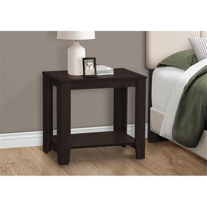 Pemberly Row Accent Table, 22 in H x 24 in W x 12 in D, Cappuccino Finish, Solid Wood with 2 Open Shelves, Tapered Legs, Transitional Style End Table for Living Room or Bedroom - color: Cappuccino