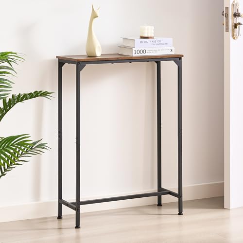 Console Table, Narrow Entryway Table, Thin Sofa Table, Behind Couch Table,for Hallway, Bedroom, Living Room, Foyer, 9.4 x 23.6 x 31.5 Inches, Rustic Brown - size: 9.4" W x 23.6" D, style: Ordinary