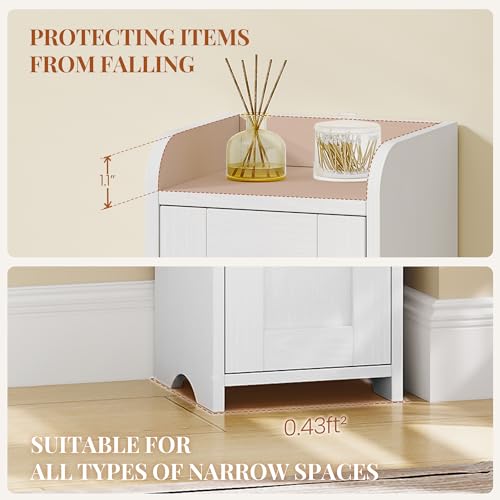 HEXCELEN Slim Bathroom Storage Cabinet, Narrow Cabinet with 3 Doors，Small Bathroom Organizers and Storage, Laundry Room Organization for Small Space, Kitchen, Living Room, White