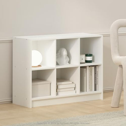Furinno Basic Book Shelf, 3x2 Bookshelf, Cube Organizer Cabinet Bookcase with Shelf Storage, 11.9 x 31.6 x 23.6, for Living Room, Bedroom, Home Office, White - color: White
