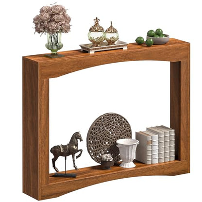 Narrow Console Table, 5.9'' Thin Entryway Table, Behind Couch Table for Small Spaces, Small Farmhouse Hallway Table, for Living Room, Hallway, Foyer, Reddish Brown CT19WL - color: Reddish Brown