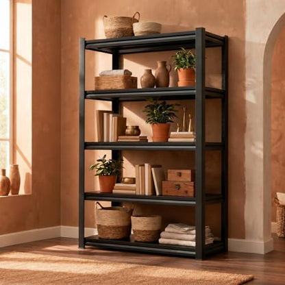 3 Tier Metal Bookshelf, Adjustable Tall Bookcase, Heavy Duty 1800 LBS Modern Deep Book Shelf, Bolt-Free Storage Shelves for Living Room, Home Office, Garage, 36" Wx 12" Dx 32" H - size: Enhanced 3 Tier-36"Wx 12"Dx 32"H