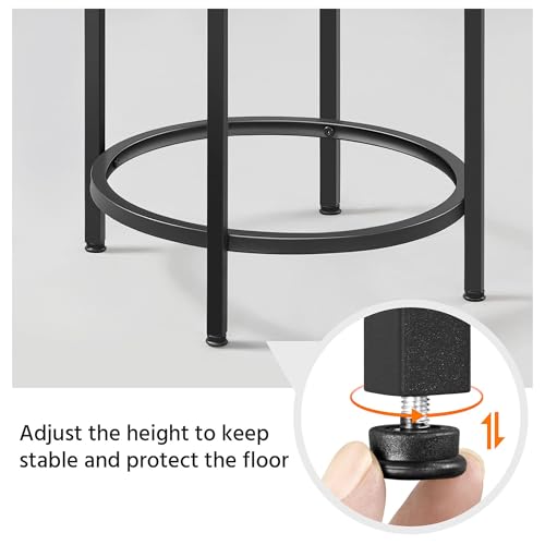 Yaheetech 16'' Round Glass End Table, Black Iron Open-Frame Ring Nightstand | Tempered Glass Top Side Table for Living Room, Iron Frame Holds 88 lb, Open Ring Base, 24'' Height Fits Sofa Arms