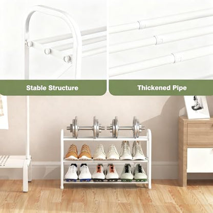 3-Tier Shoe Rack for Closet, 16"-32" Expandable Shoe Rack Adjustable for Entryway Closet Doorway Sturdy Metal, White - color: White 3 Layers and 3 Tubes
