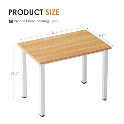 Need Small Computer Desk, 31.5 Inch Sturdy Writing Table, Narrow, Teak | White Metal Frame, Dorms & Bedrooms, Teens Study Table, Home Office, Adjustable Feet, Water-Resistant, Easy Assembly - color: Teak & White, size: 31.5 inches