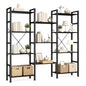 HealSmart Triple Column 4 Tier Bookshelf, Industrial Bookcase with 11 Open Display Adjustable Shelves, Wide Convertible Display Modern Bookshelf for Living Room & Home Office, Black - color: Black, size: 4-Tier＆3-Row