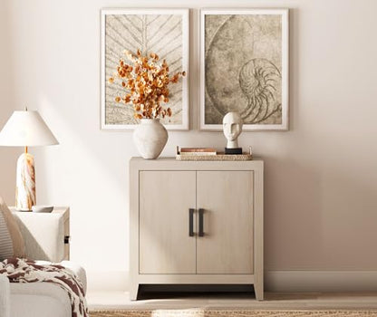 WAMPAT Farmhouse TV Stand with Storage Cabinet for TVs up to 50 Inch, 31.5" Entertainment Center, Media Console Table for Living Room, Dining Room & Entryway, Beige - color: Beige