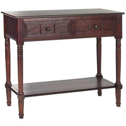 SAFAVIEH Furniture - Samantha 2-Drawer Console Table - Dark Cherry - Solid Wood - Classic Storage Design - Ideal for Entryway, Living Room, Hallway, 35.8"W x 13.8"D x 29.5"H (AMH5710D) - color: Dark Cherry