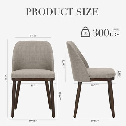COLAMY Upholstered Dining Chairs Set of 2, Modern Kitchen Chairs with Back, Fabric Side Dining Room Chairs with Wood Legs for Kitchen Dining Room Restaurant, Camel - color: Camel, size: Set of 2