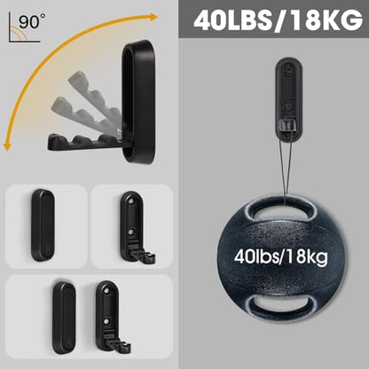 Folding Wall Hooks, 2 Pcs Foldable Black Coat Hooks Heavy Duty Foldable Hook Bathroom Towel Hooks Robe Hooks Wall Mounted for Hanging Coat Towels Clothes Hat Bags Keys | 90° Foldable Design, Wall Mounted, Holds Up To 40 Lbs, Screws And Anchors Included, F