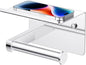 FORIOUS Toilet Paper Holder with Shelf, Adhesive or Screw Wall Mount Toilet Roll Holder for Bathroom, Rustproof 304 Stainless Steel Commercial Toilet Tissue Holder with Phone Shelf, Chrome - color: Chrome