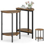 Vagusicc Side Table, Small Round End Table, Set of 2 Half Round Side Table for Living Room, 2 Tier Small Couch Side Tables, Round Coffee Table, Thin Accent Sofa Table Narrow Entryway Table, Brown - color: Rustic Brown