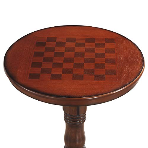 Giantex Round Dining Table, 30" D X 41.5" H, Wooden Pub Pedestal Side Table W/Chessboard, Adjustable Foot Pads, Multi-Purpose Dinner Table for Small Space, Kitchen, Dining Room, Restaurant, Walnut - color: Walnut, size: 30"Dx41.5"H