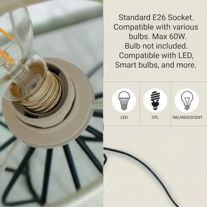 Small Bedside Lamp for Bedroom, Decorative Nightstand Lamp with Black Metal Base and Linen Shade, Cute Table Lamp for Small Spaces, Dorm Room & Apartment