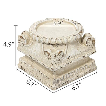 SOFE Column Pedestal Stand for Decoration Display, Distressed White Small Plant Stand, Large Candle Stand, Column Side Table, Classic Plinth Bases for Wedding Party Home Garden