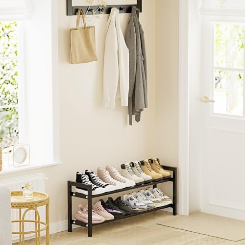 Mavivegue Expandable Shoe Rack, 2-Tier Adjustable Shoe Organizer, Shoe Shelf for Closet, Entryway, Front Door - size: 2 Tier,19-33"