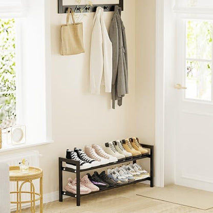 Mavivegue Expandable Shoe Rack, 2-Tier Adjustable Shoe Organizer, Shoe Shelf for Closet, Entryway, Front Door - size: 2 Tier,19-33"
