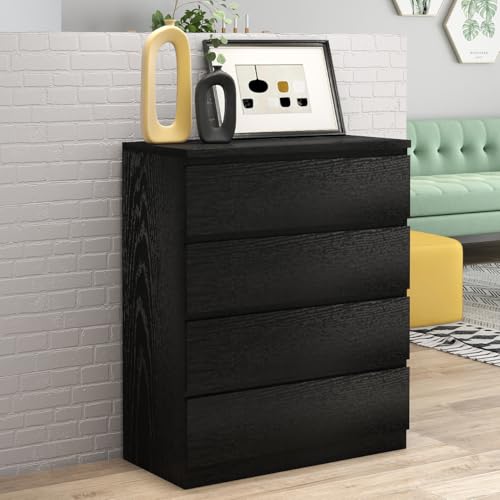 Nightstand with Drawers, Bedside Table with Drawers, Sofa Side Table Storage Cabinet, Night Stand for Bedroom Living Room (1, 4 Drawers Black, 31.5" W×15.7" D×38.1" H) - color: 4 Drawers Black, 31.5"w