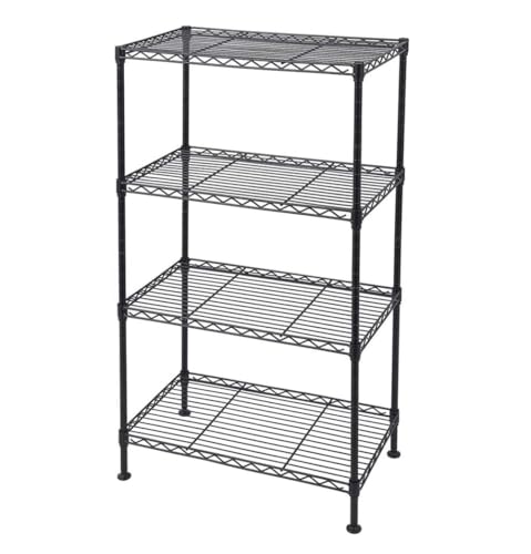 FOXHOLE 4-Tier Black Wire Shelving Unit Adjustable Shelves Industrial Welded Storage Rack for Kitchen, Pantry Garage 19.69" W x 11.81" D x 31.50" H - size: 19.69" W x 11.81" D x 31.50" H