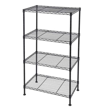 FOXHOLE 4-Tier Black Wire Shelving Unit Adjustable Shelves Industrial Welded Storage Rack for Kitchen, Pantry Garage 19.69" W x 11.81" D x 31.50" H - size: 19.69" W x 11.81" D x 31.50" H