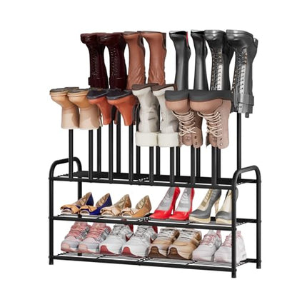 viewcare Tall Boot Rack, Long Boot Rack Organiser, Tall Boots with Shoe Rack for Closet, 3-Tier Shoe Shelf Storage Organiser for Entryway - size: Extra Long