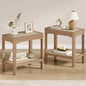 Eclatara Rattan Night Stand Set of 2 - Farmhouse 2 Tier End Table for Bedroomoom - Accent Side Table wtih Open Storage Shelves for Small Space Narrow Coffee Table Bamboo, Natural Oak - color: Natural Oak, Geometric Edges
