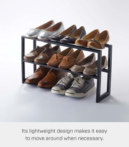 YAMAZAKI Home Expanding Shoe Rack, Metal, Adjustable Steel One Size Black - color: Black, size: Double
