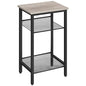 HOOBRO Tall Side Table, 3-Tier Telephone End Table with Adjustable Mesh Shelves, Small Entryway Table with Storage, Small Nightstand for Living Room, Bedroom, Hallway, Office, Greige BG01DH01G1 - color: Greige + Black