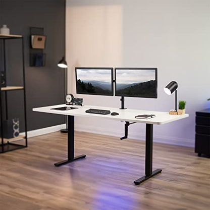 VIVO Manual Height Adjustable 71 x 30 inch Stand Up Desk, White Table Top, Black Frame, Standing Workstation with Foldable Handle, DESK-KIT-MB7W - color: White Top / Black Frame, size: 71" x 30"