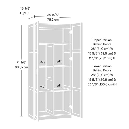 Sauder Select Storage Cabinet, Pantry Cabinet Kitchen Storage with Adjustable Shelves, Bathroom Storage Cabinet, in Highland Oak - color: Highland Oak