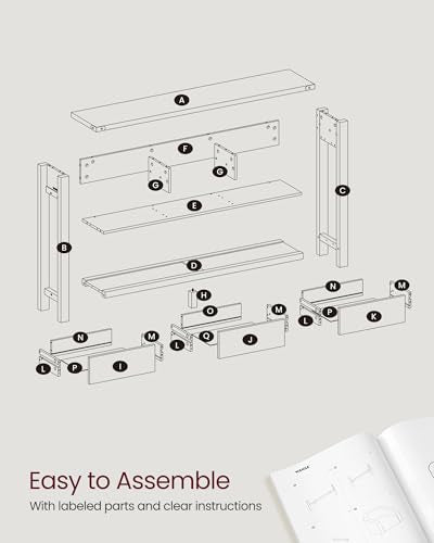 VASAGLE LIRY Collection - Console Sofa Table, Narrow Entryway Table with 3 Drawers, Open Storage Shelf, Metal Corners, for Living Room, Farmhouse Style, Honey Brown and Rustic White ULNT142WJ02S