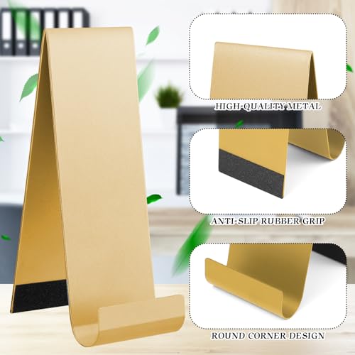 Yaocom 4 Pcs Metal Fancy Brochure Holder Display Flyer Brochure Holder Stand Table Vertical Countertop Literature Organizer for Booklets Pamphlet Magazine Menu Journals(Gold) - color: Gold