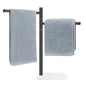 Standing Hand Towel Holder, Hand Towel Stand with Marble Base, 304 Stainless Steel Towel Rack with 2 Swivel Arm, Countertop Stand Towel Ring Towel Bar for Bathroom (Matte Black) - color: Matte Black