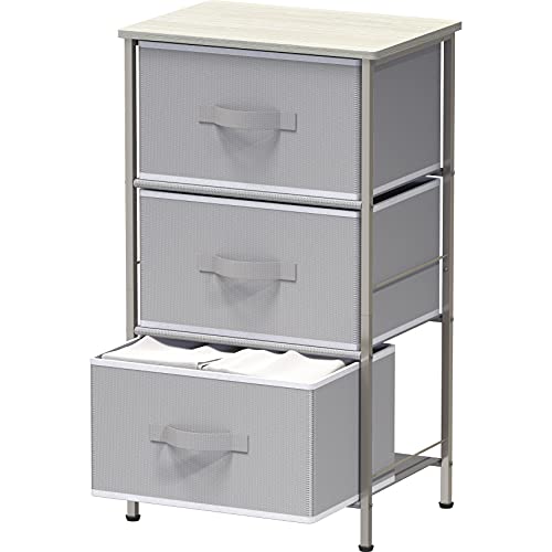 Simple Houseware 3 Drawer Nightstand Dresser with Wood Top, Grey - color: Grey, size: 3 Drawers
