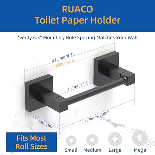 Ruacq Toilet Paper Holder Matte Black Double Post Pivoting Square Tissue Holders Roll Holder Hangers Toilet Paper Modern Wall Mounted, Commercial Bathroom Toilet Paper Roll Holder - color: Matte Black, size: Square