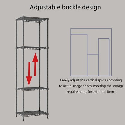 REGILLER 6 Wire Shelving Steel Storage Rack Adjustable Unit Shelves for Laundry Bathroom Kitchen Pantry Closet (16.7L x 11.9W x 64H, Black) - color: Black