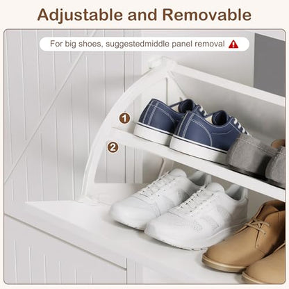 JOZZBY Shoe Cabinet Storage with 2 Striped Flip Drawers, Freestanding Slim Shoe Organizer Cabinet with Top Shelves, Narrow Shoe Rack for Entryway, Hallway, Living Room, White - size: Striped