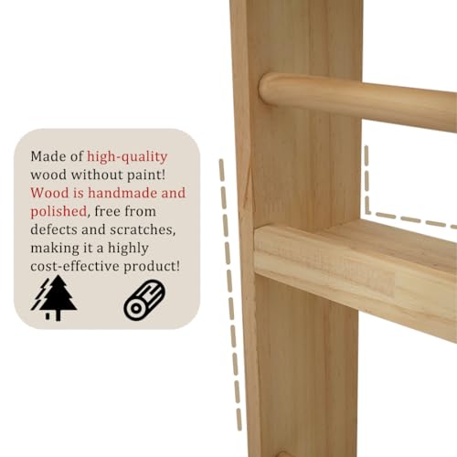Wooden Kids Bookshelf, Wall Mount Shelf with Hooks, Organizer for Toys and Books, Space-Saving