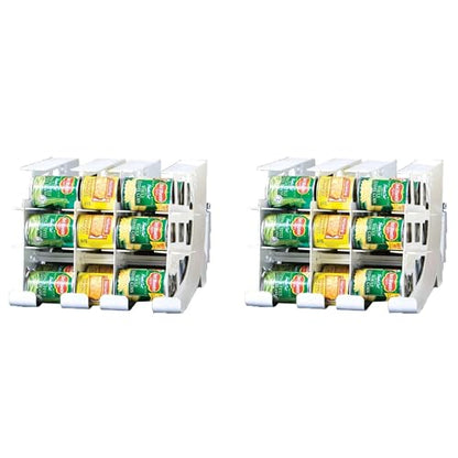 FIFO Can Tracker 2-Pack - 3-Tier Rotating Food Can Organizer for Pantry, Expandable Soda Can Storage for Kitchen, Holds 54 Cans of Food or Soda - size: 2 Pack, style: 54 can