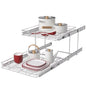 OCG 2 Tier Pull Out Cabinet Organizer (18.5" W x 21" D), Pull Out Drawers for Kitchen Cabinets, Pull Out Shelves for Base Cabinet Organization in Kitchen Bathroom Pantry, Chrome Finish - size: 18.5"W x 21"D, 2 Tier