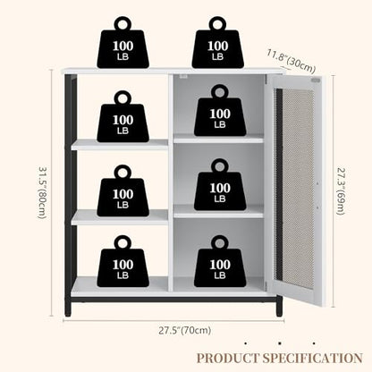 LVSOMT Mini Coffee Bar Cabinet for Home Kitchen, 27.5'' Coffee Stand Station with Adjustable Shelves & Door, Farmhouse Sideboard Buffet for Small Space, Dining Room, Living Room, Industrial White - color: Pure White