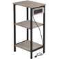 Asgolion Tall End Table with Charging Station, 3 Tier Narrow Beside Table with Adjustable Shelf, Tall Side Table Nightstand for Bedroom, Living Room Coffe Table, Office, Greige - color: Greige, size: 14.8"D x 11"W x 30"H