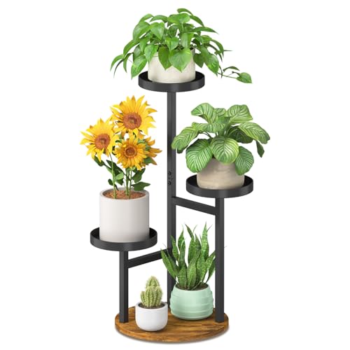 iDavosic.ly 3 Tier Plant Stand Indoor, Tiered Corner Metal Wood Multiple Flower Holder Shelf, Tall Orchid Display Rack for Patio Porch Living Room Balcony Outdoor, Brown - color: Black - Brown, size: 3 Tiers