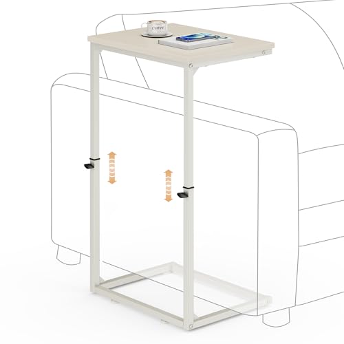 C Shaped End Table for Couch, 33.2'' Tall C Table Adjustable Height Side Table, Small Side Table for Small Spaces, Couch Tables that Slide Under, Tv Tray Table for Living Room, Beige - color: Beige (1 Pack), style: Ordinary