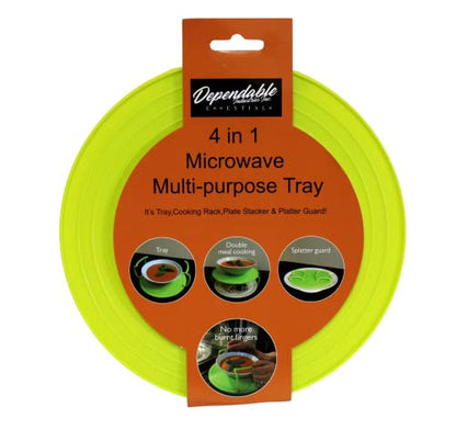 Microwave Multipurpose 4 in 1 Tray Stand Rack Splatter Guard Carry Tray Stacking Shelf (1, Green) - color: Green