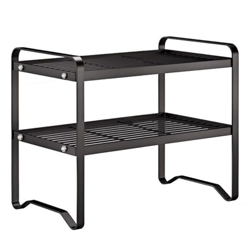 Metal Wire Cabinet Shelf - Multi-Functional Storage Solution for Kitchen, Pantry, Countertop & Under Cabinet - Spice Holder, Bookshelf & Cup Display Stand - Black, 2-Tier 12" L - color: Black, size: 2-Tier 12" L