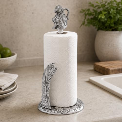 Arthur Court Monkey Paper Towel Holder - Aluminum Safari Design - 15 Inch Tall Countertop Accessory - size: Monkey