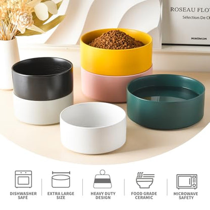 8'' Ceramic Dog Bowl - 70Oz Classic Dogs Food & Water Bowl for Medium and Large Breeds, Heavy-Duty Non-Slip Dog Dish, Food Grade Stoneware Pet Bowl, Dishwasher & Microwave Safe, Yellow - color: Bowl - Yellow, size: 8 inch