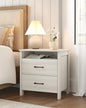 Farmhouse Nightstand with 2 Drawers, Rustic Wooden Nightstand with Bedside Table, Side End Table with Open Shelf for Bedroom, Grey - color: Light Gray, size: 1 Piece
